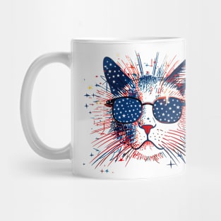 Cat American Flag 4th Of July Cute Patriotic Kitten Mug